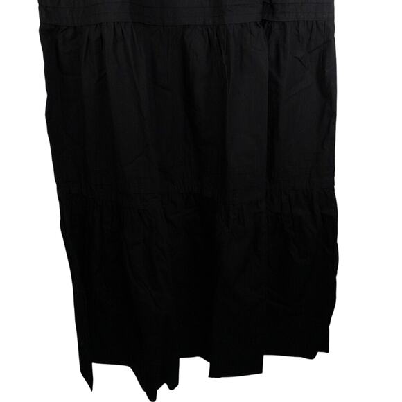 New Quince Womens Black Organic Cotton Tiered Maxi Dress Sz Small Boho 3761-5 - Picture 7 of 11